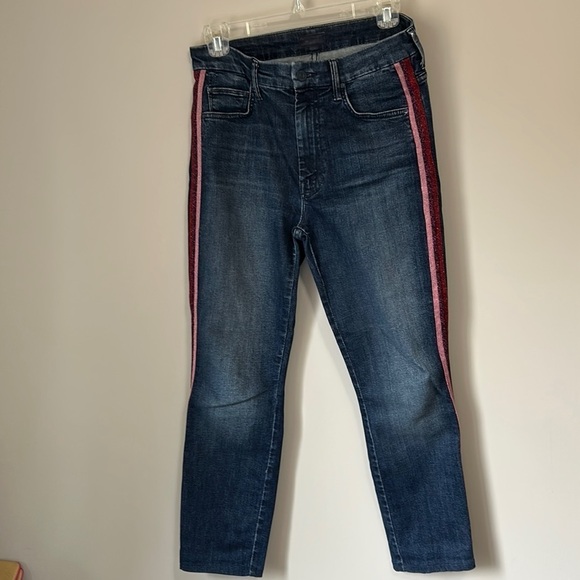 MOTHER High Waisted Looker Jean Here Kitty Kitty Glitter Race Sz 27 - Picture 4 of 15